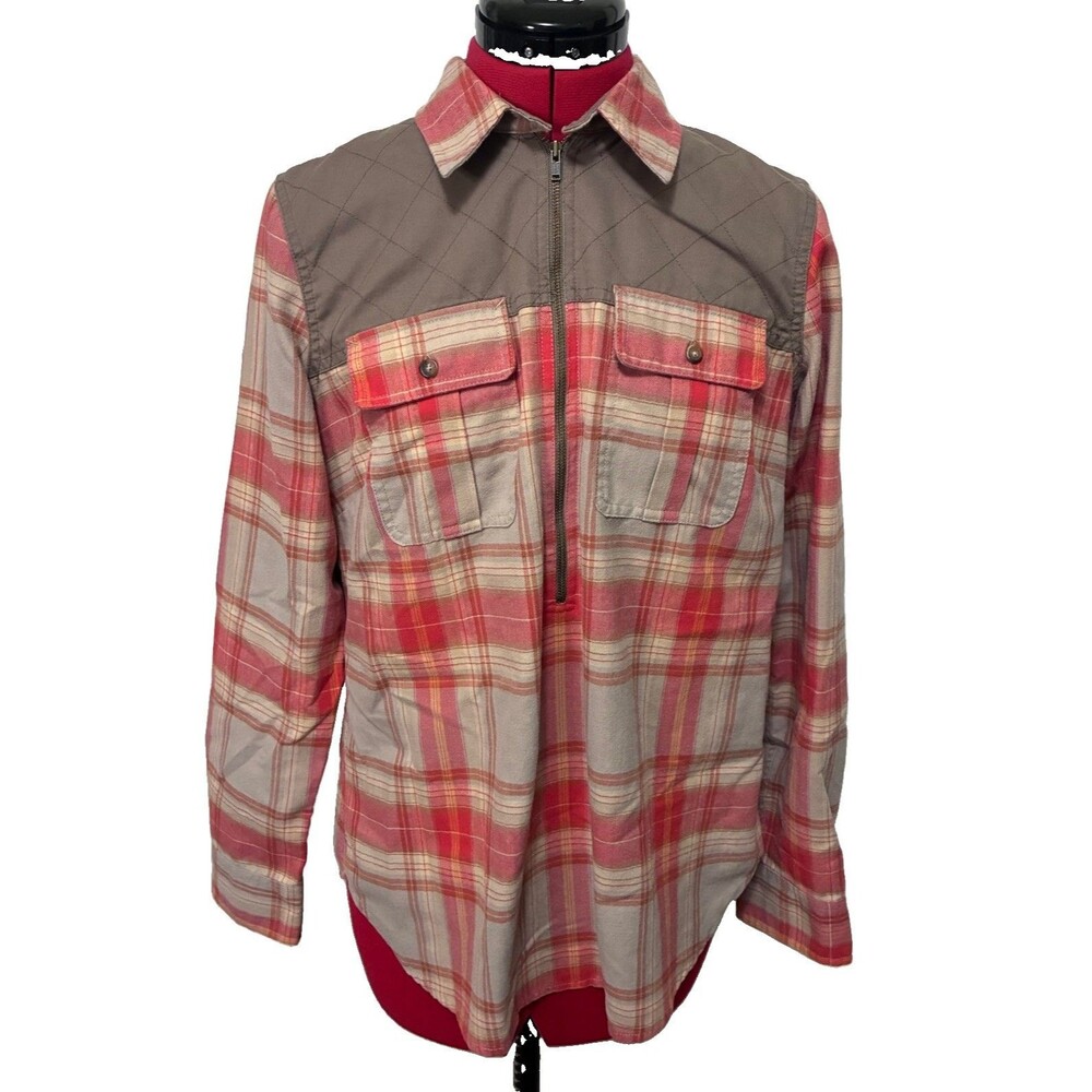 Orvis Women’s Long Sleeve Orange Plaid Size Small